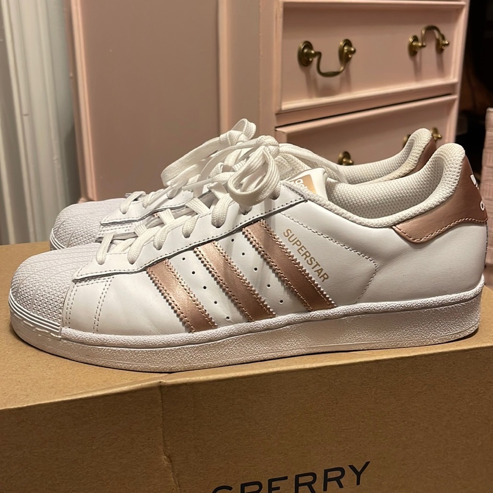 Rose gold superstar adidas